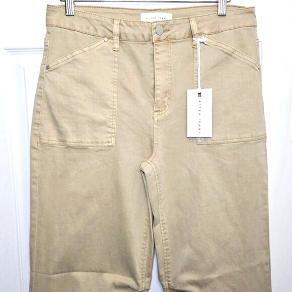 NWT Risen Jeans Women's 13 High Rise Wide Straight Leg Tan Khaki Streetwear - Picture 2 of 11